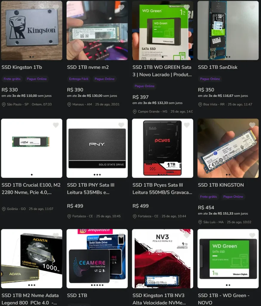 ssd usado vale a pena?, print com ssds