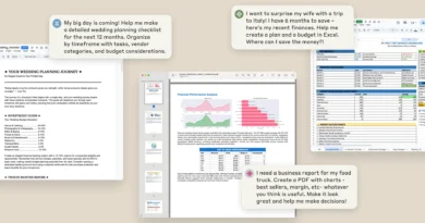 Claude cria e edita arquivos: exemplos de Excel, documento e PDF produzidos a partir de instruções