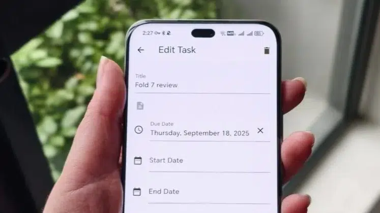 Edição de tarefa no app Vikunja para Android com interface limpa e campos de lembrete