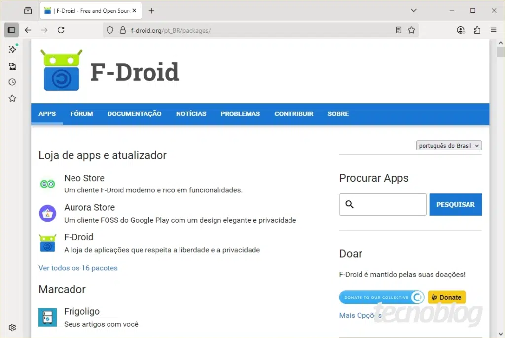 Site do F-Droid em destaque; nova regra do Google para Android