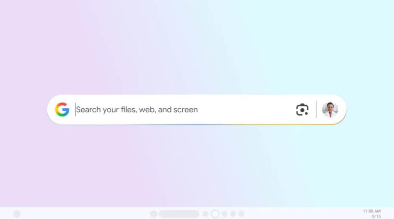 aplicativo de busca do Google para Windows com barra móvel, Lens e Modo IA