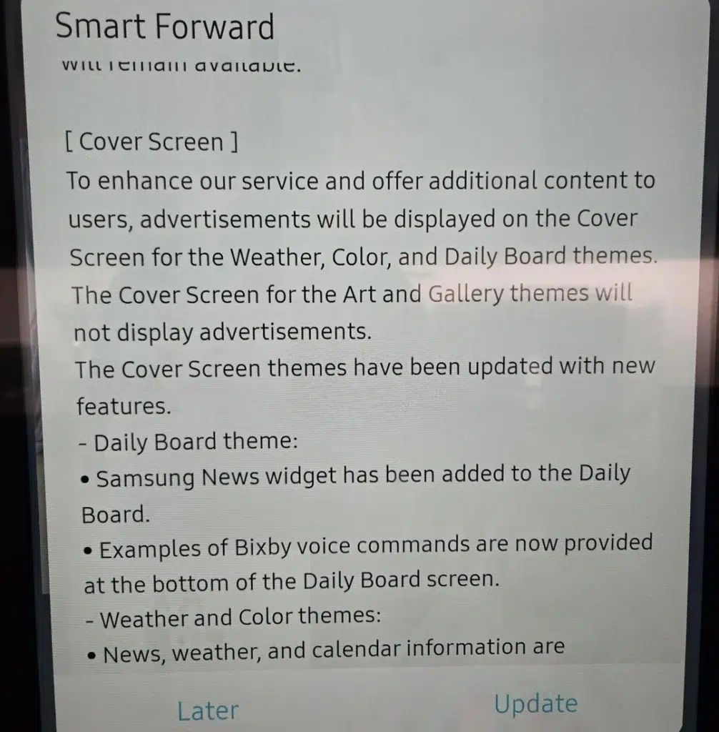 Anúncios na geladeira Samsung Family Hub em teste nos EUA na tela de capa