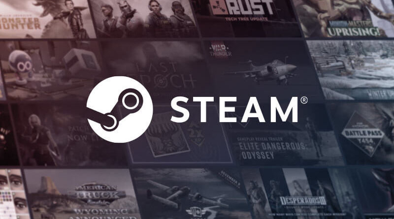 Logo do Steam em fundo escuro; suporte Steam Windows 32 bits termina