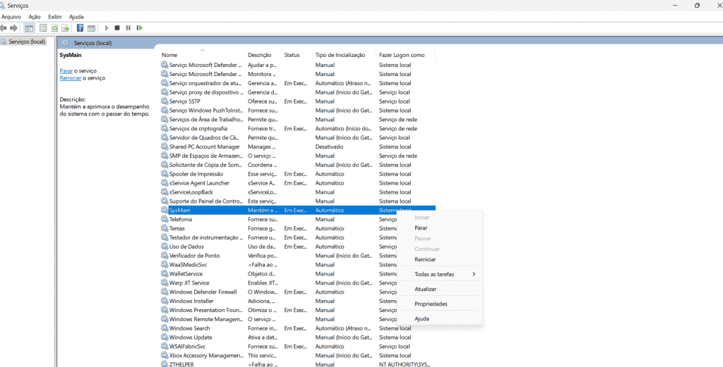 Como desativar SysMain Superfetch para corrigir processador do Windows lento