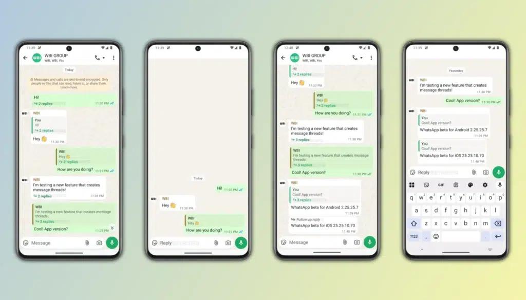 WhatsApp respostas em tópicos: telas separadas reúnem replies de uma mensagem em grupos