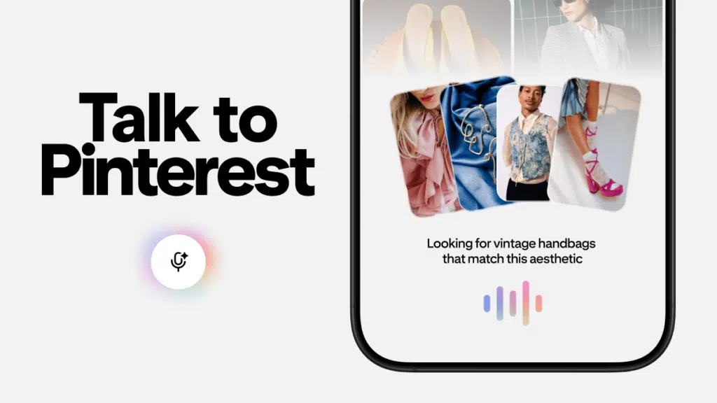 Pinterest lança assistente de compras com IA por voz 2 Interface do assistente de compras com IA do Pinterest mostrando sugestões de moda com base em voz