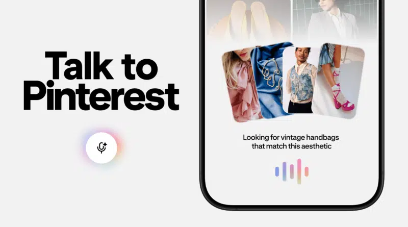 Interface do assistente de compras com IA do Pinterest mostrando sugestões de moda com base em voz