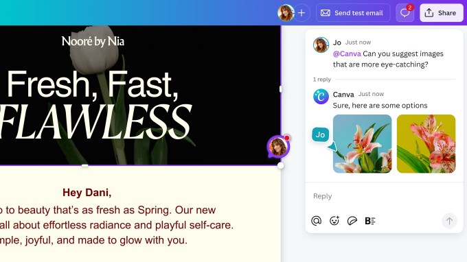 Ferramenta de design de e-mails no Canva