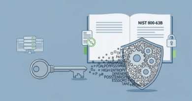 Ilustração de segurança cibernética: passphrases mais longas aumentam entropia e reduzem risco de quebra por força bruta