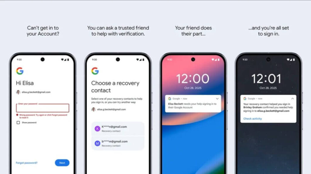 contatos de recuperação do Google: recurso para recuperar a conta com ajuda de pessoas de confiança