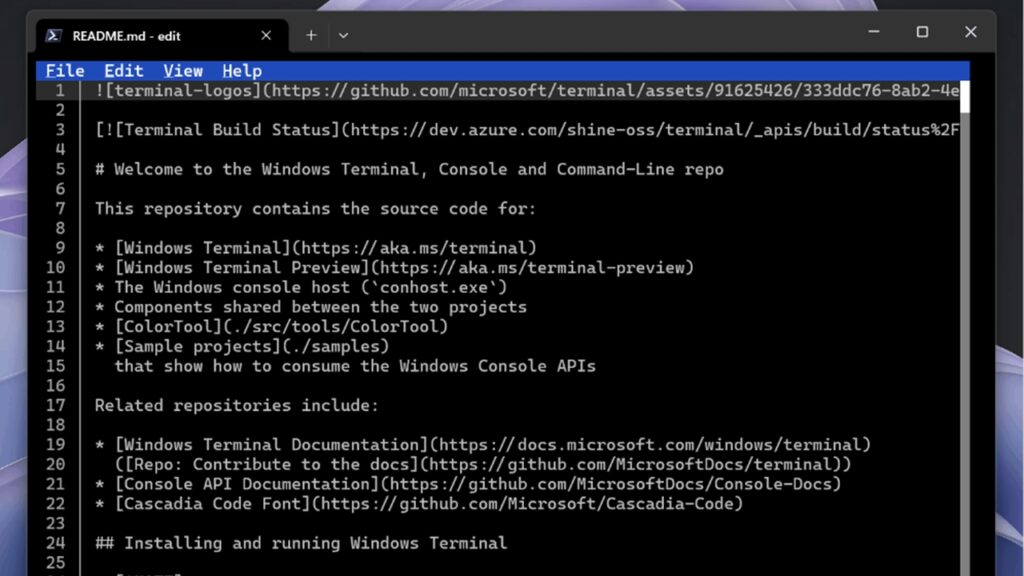 Microsoft Edit nativo no Windows 11: editor open source 2 Microsoft Edit no Windows 11: editor de texto open source para linha de comando