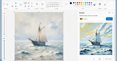 Paint do Windows 11 com Restyle: IA para reestilizar imagens com estilos artísticos predefinidos