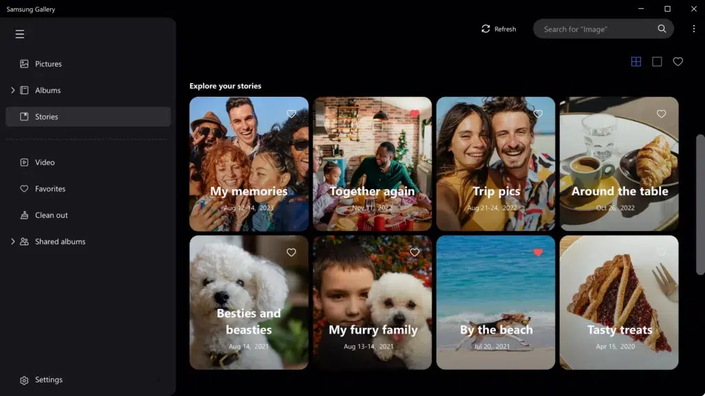 Janela do Samsung Gallery no Windows com biblioteca de fotos sincronizada via OneDrive e ferramentas de edição