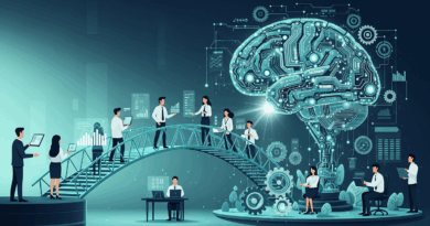 IA nas empresas: Colaboradora usando IA em ambiente corporativo