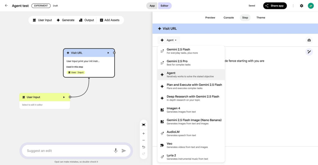 Google Opal ganha Agente avançado com integração MCP 4 Interface experimental do Google Opal com integração MCP