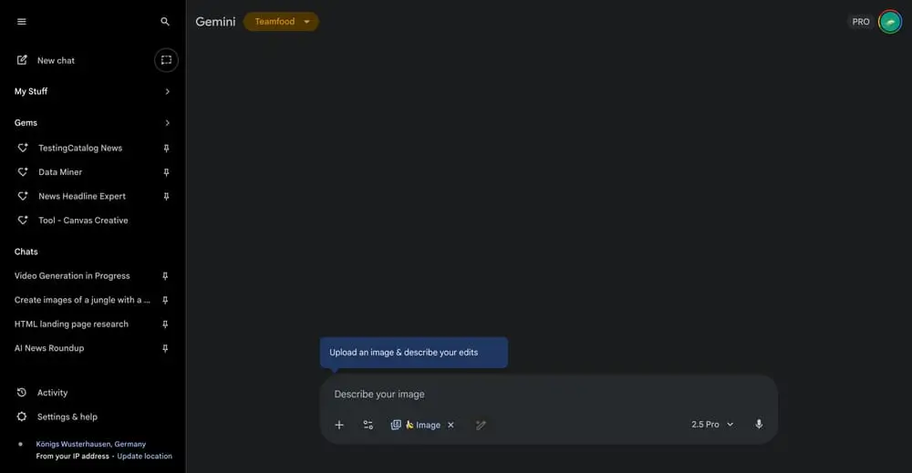 Interface de prompt Nano Banana 2