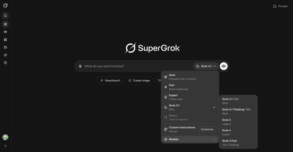 Imagem promocional do Grok 4.1, modelo de IA lançado pela xAI