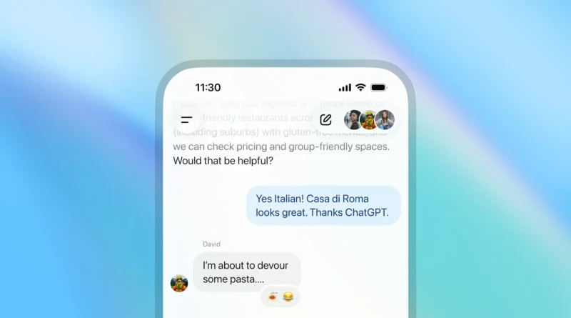 Interface do ChatGPT com conversas em grupo