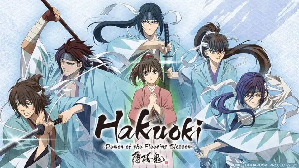 Guerreiros de Hakuoki com espadas durante batalha
