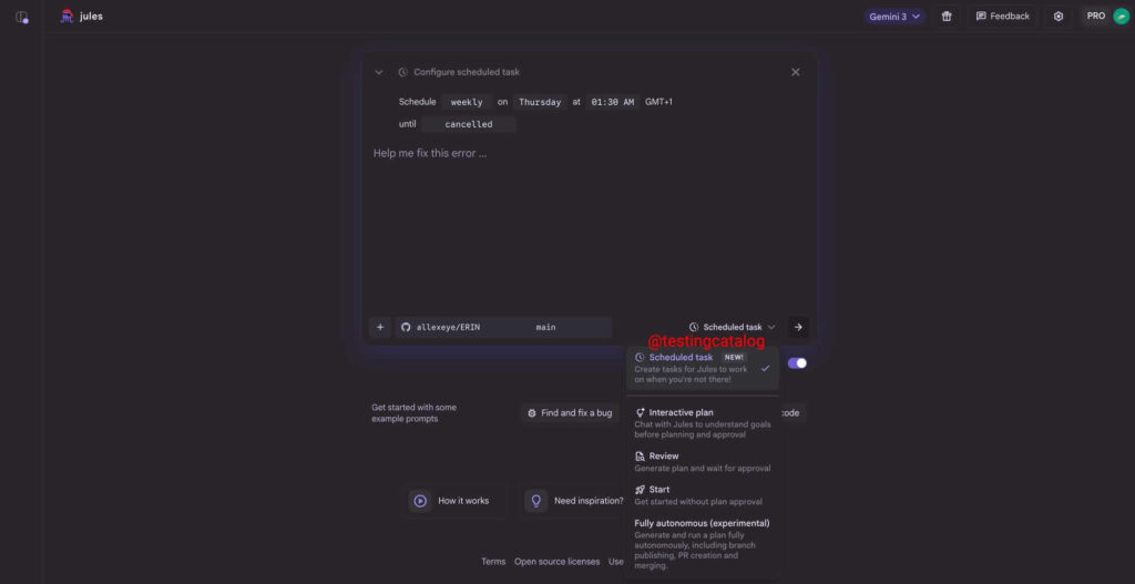 Imagem do assistente Google Jules em operação, demonstrando tarefas automatizadas no repositório