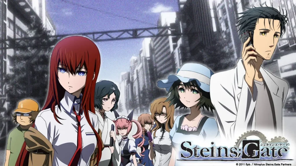 9 animes baseados em visual novels: Elenco de Steins;Gate em imagem promocional do anime