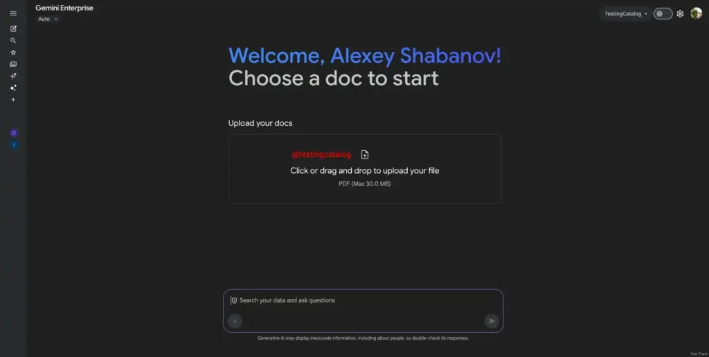 Google ativa automação de pesquisa no Gemini Enterprise 9 Interface Chat with your Docs