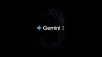 Logo oficial do Gemini 3 do Google sobre fundo preto com o número 3 em azul pontilhado