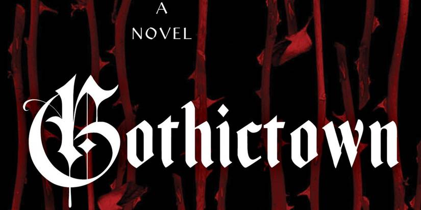 Capa do livro Gothictown com flores vermelhas murchas