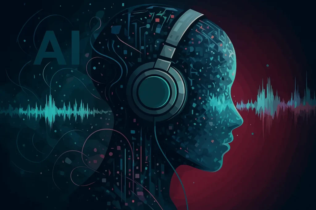 97% dos ouvintes não distinguem músicas criadas por IA, mostra estudo 1 músicas criadas por IA: Ilustração de IA representando redes neurais e música digital