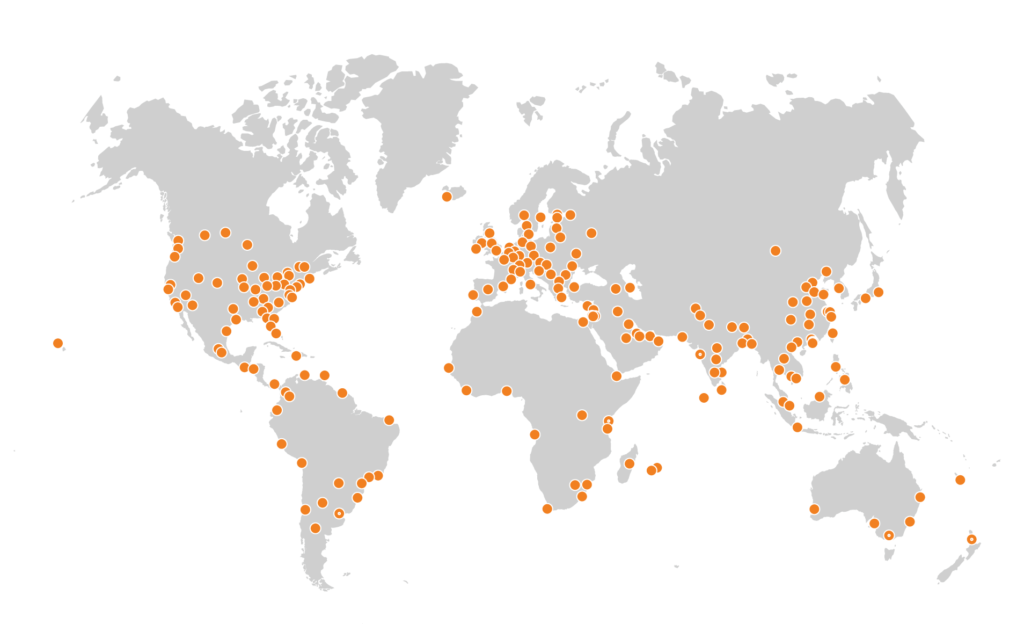 Cloudflare explica apagão global e anuncia medidas 2 Mapa global da rede Cloudflare mostrando pontos de presença e tráfego de dados