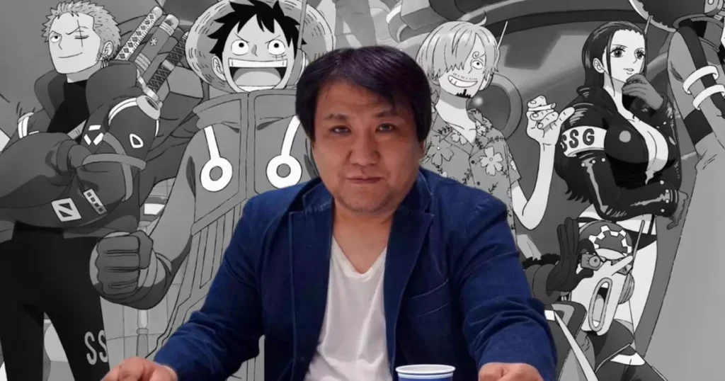 Montagem com foto de Tatsuya Nagamine e arte de One Piece