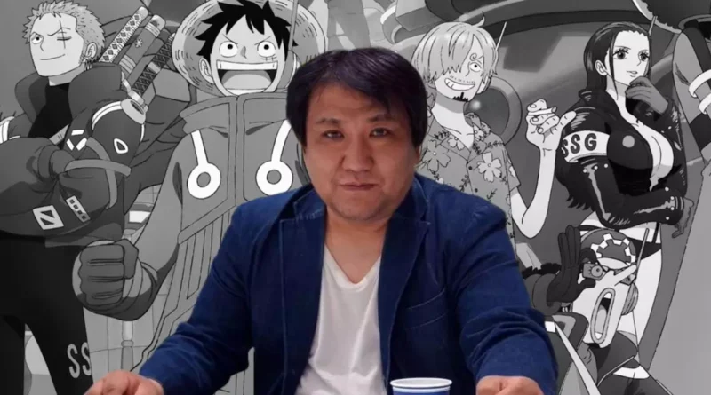 Montagem com foto de Tatsuya Nagamine e arte de One Piece