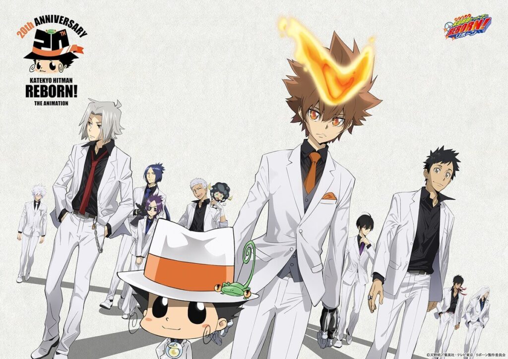 Katekyo Hitman Reborn anuncia novo projeto de 20 anos 2 Visual do 20º Aniversário de Katekyo Hitman Reborn com Reborn, Tsunayoshi e Vongola Family