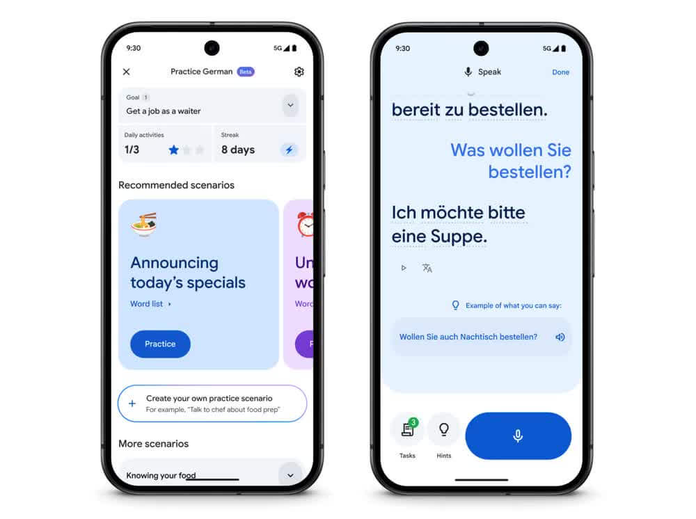 Interface do aplicativo Google Translate com suporte Gemini