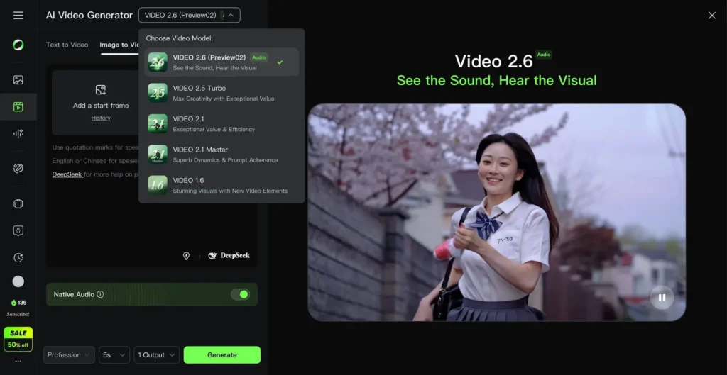Modelo Kling AI 2.6 com suporte nativo a áudio e geração de vídeo com som integrado