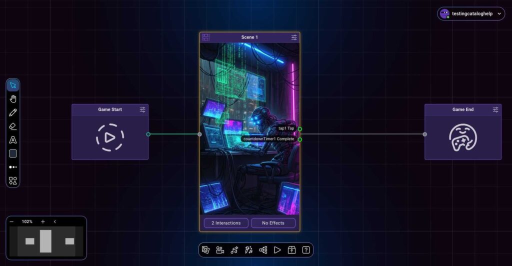 Interface da Beam mostrando a edição de vídeos jogáveis com IA