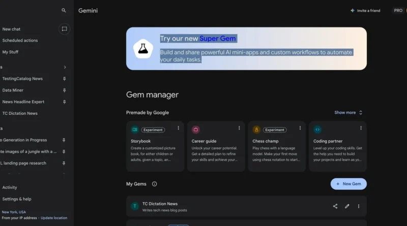 Google integra Opal ao Gemini: Banner do Super Gem no Gemini com destaque para automação por IA