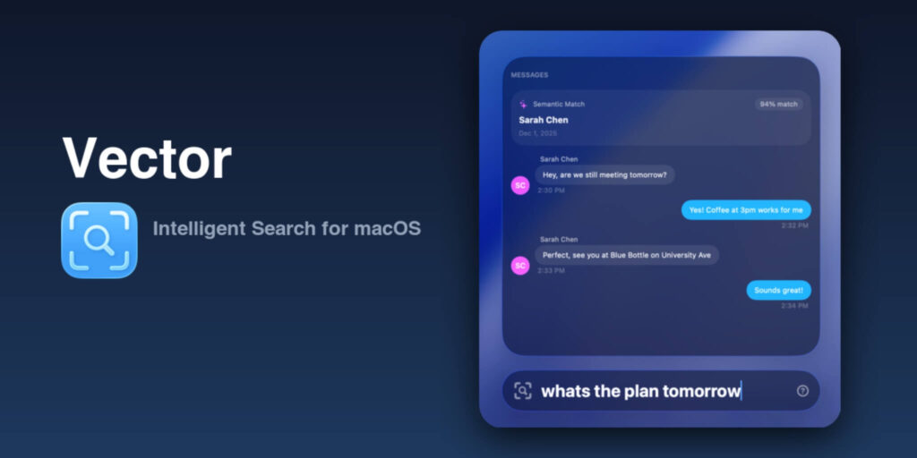 Vector para Mac: substituto rápido e inteligente para o Spotlight 4 Interface do aplicativo Vector para Mac substituindo o Spotlight