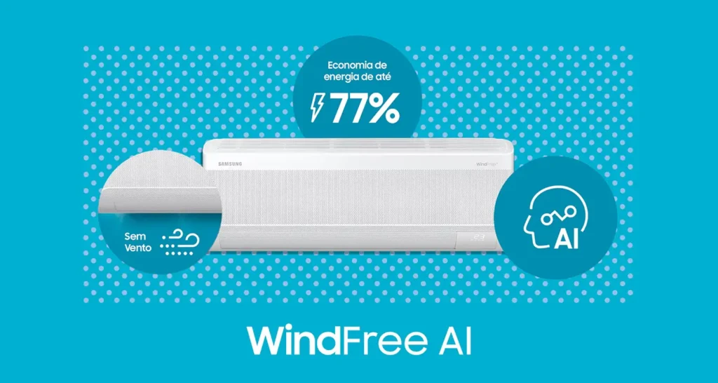 Samsung WindFree AI Inverter com 22% OFF no Mercado Livre via Pix 3 Samsung WindFree AI ar-condicionado com tecnologia inverter e IA