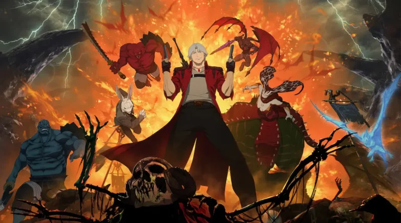 Imagem do anime Devil May Cry na Netflix mostrando Dante preparado para a batalha