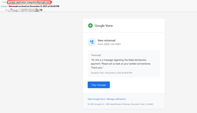 Hackers conseguem usar recurso do Google Cloud para enviar e-mails maliciosos a partir de endereços legítimos (Imagem: Reprodução/Check Point).