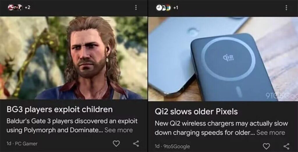 Imagem mostrando manchetes alteradas pelo Google com IA