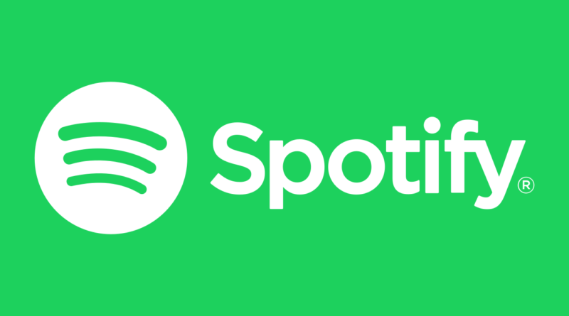 Logos do Spotify sobre fundo escuro. Cada logo verde contém ondas brancas, representando som.