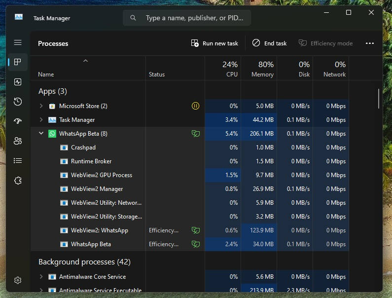 WhatsApp para Windows: Interface do WhatsApp WebView2