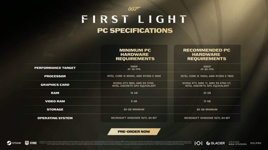 Imagem promocional de 007 First Light mostrando o agente em ação, com gráficos realistas e tons cinematográficos