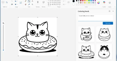 Captura de tela mostra o recurso de criação de livros de colorir no Paint do Windows 11