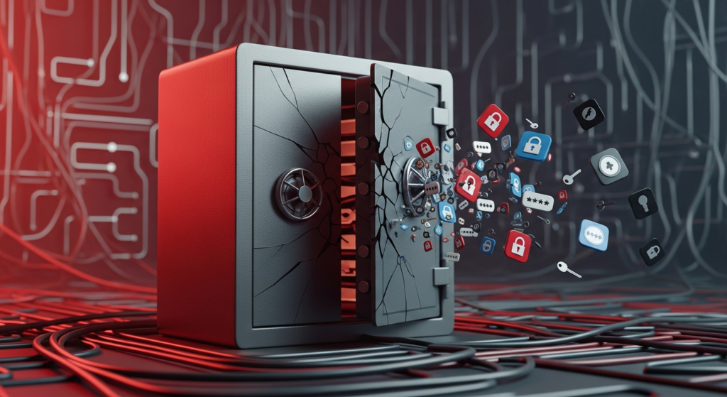 Imagem de segurança digital com cadeado azul simbolizando proteção de dados de um banco de dados exposto