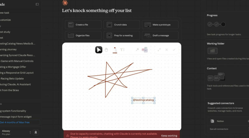 Interface do Claude mostrando novas opções de plugins e Sketch.