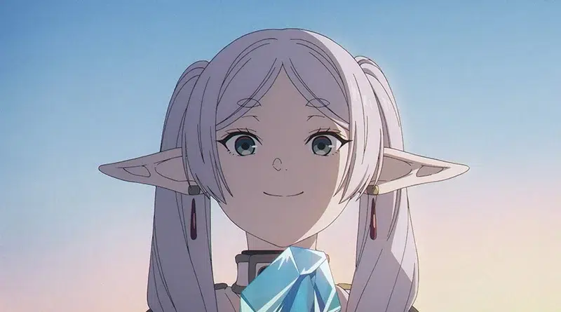 Prévia do episódio 1 de Frieren Beyond Journey’s End 2ª temporada mostrando Frieren, Fern e Stark explorando um novo cenário mágico