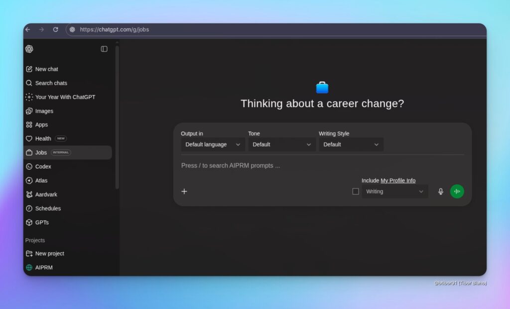 Imagem ilustrando o ChatGPT Jobs, novo assistente de carreira da OpenAI